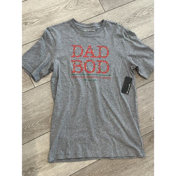 Travis Mathew Shirt Mens Small Gray Dad Bod Pima Cotton Christmas Lit NWT - Picture 1 of 6